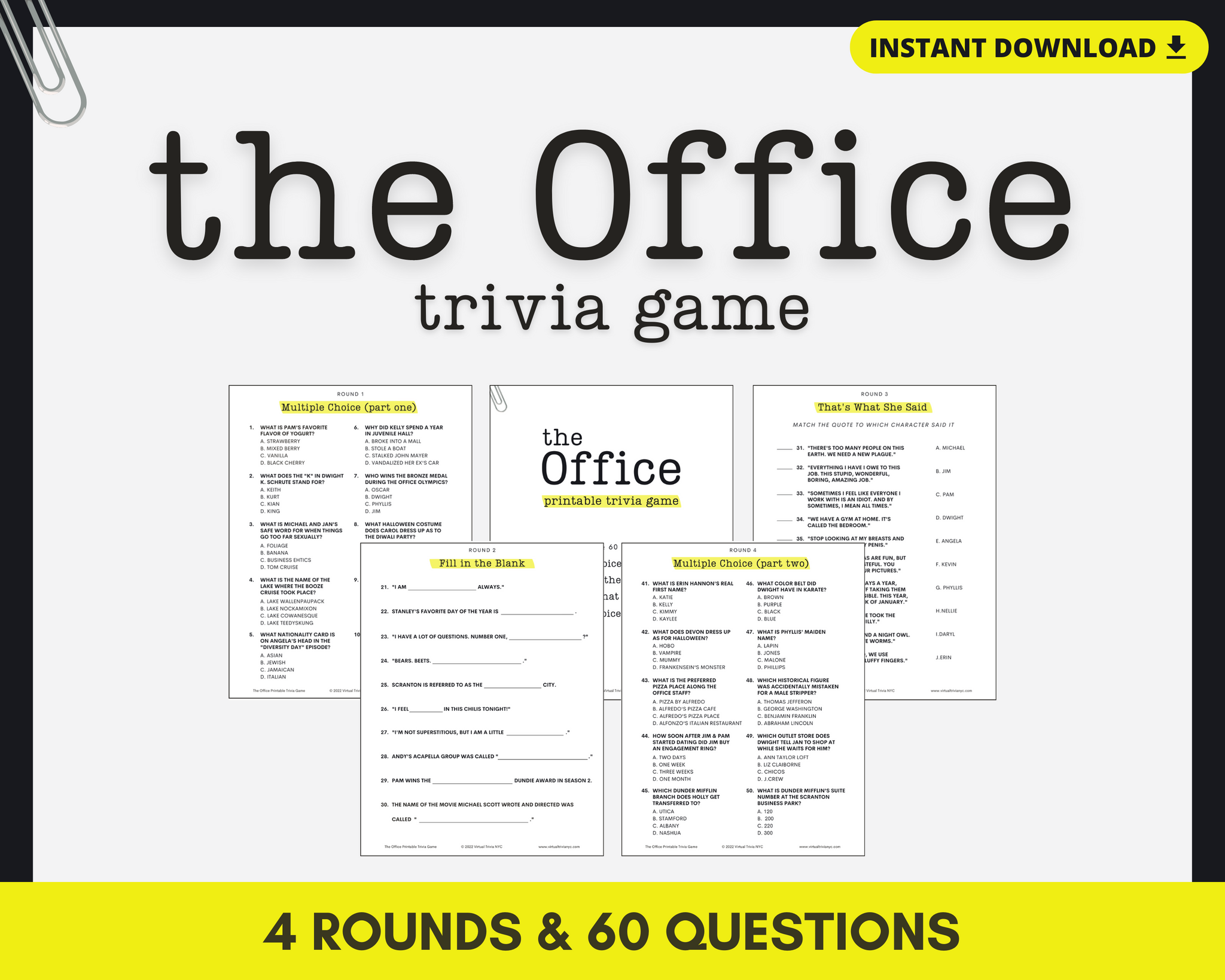 The Office Trivia Printable Game – Trivia Fox Games