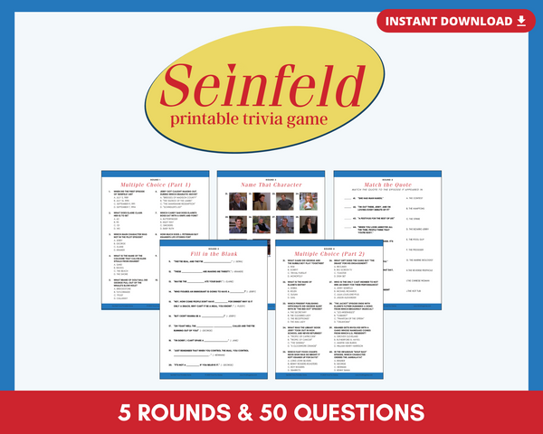 SEINFELD TRIVIA PRINTABLE GAME