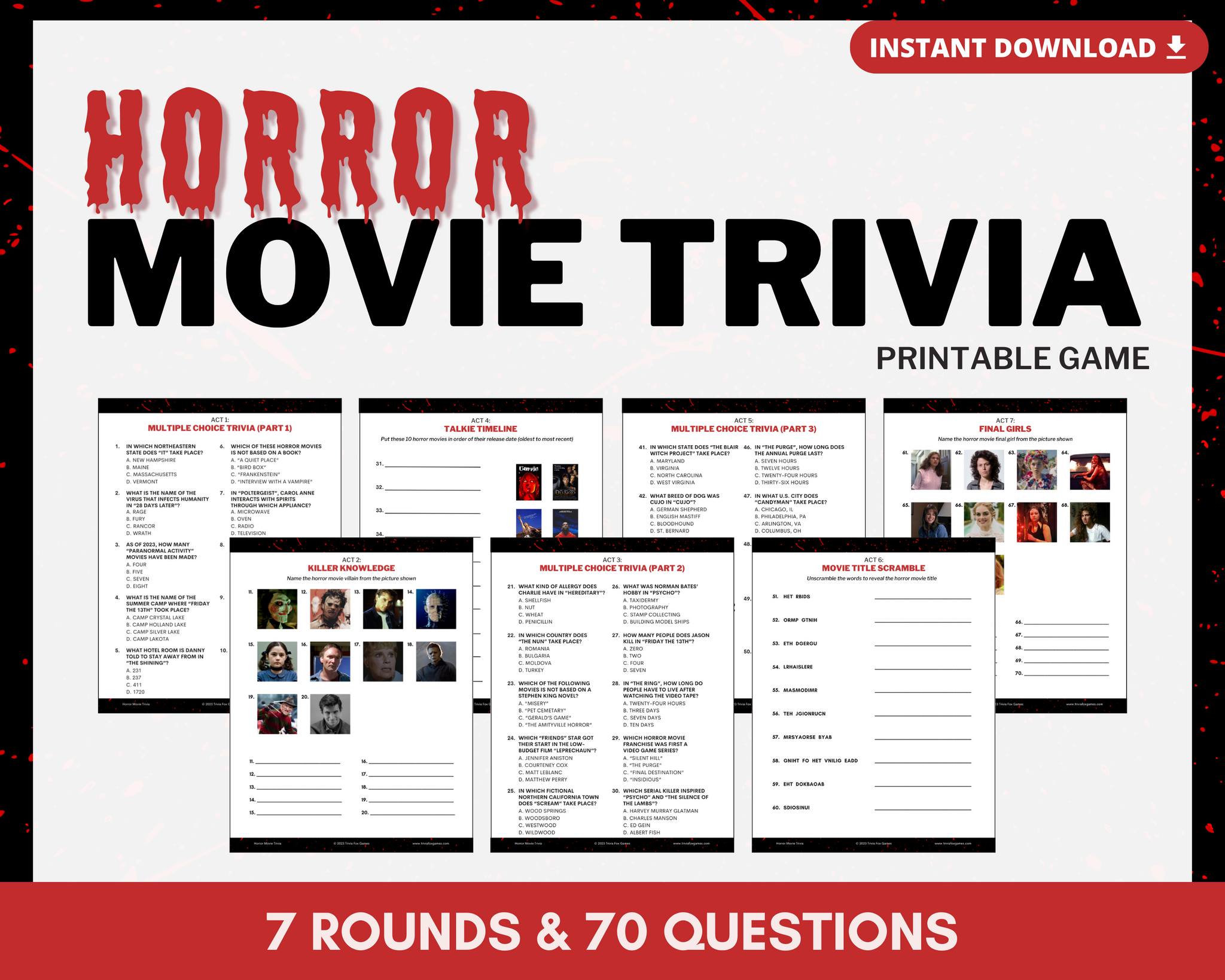 HORROR MOVIE TRIVIA PRINTABLE GAME Trivia Fox Games horror-movie-trivia-printable-game-trivia-fox-games