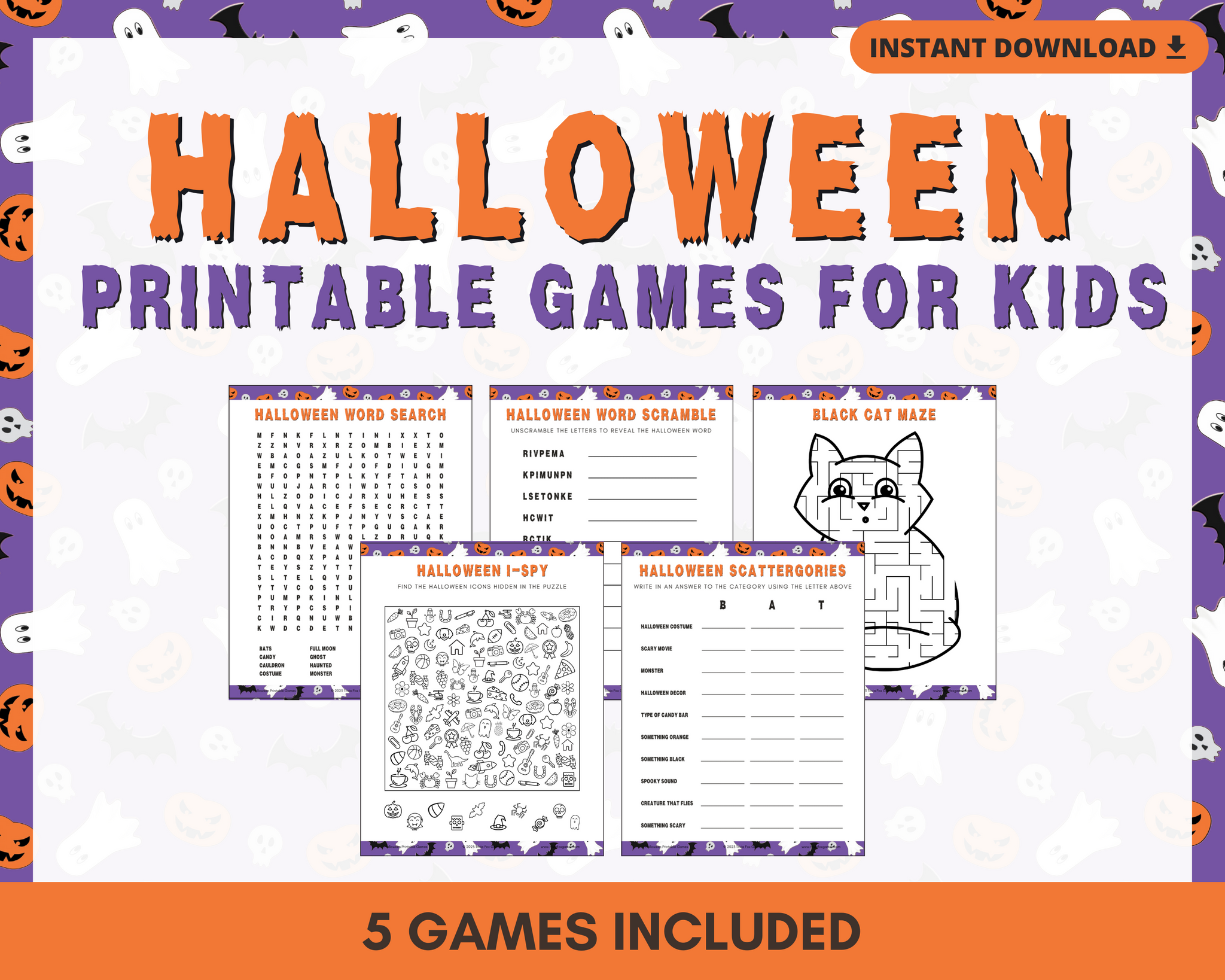 KIDS HALLOWEEN PRINTABLE GAMES