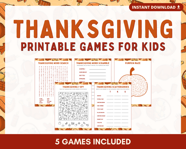 KIDS THANKSGIVING PRINTABLE GAMES