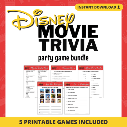 Disney Movie Trivia Printable Game Bundle