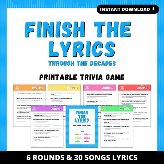 Finish the Lyrics Printable Trivia Game