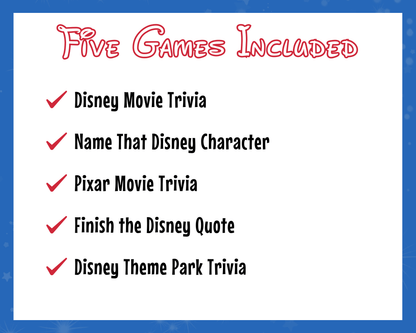 Disney Trivia Party Game Bundle