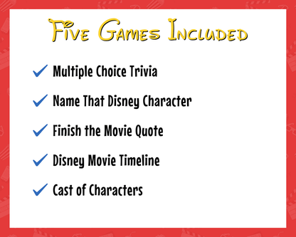 Disney Movie Trivia Printable Game Bundle