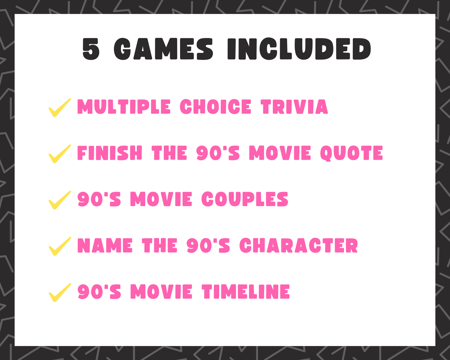 90's Movie Trivia Party Game Bundle