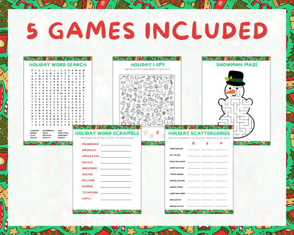 KIDS HOLIDAY PRINTABLE GAMES