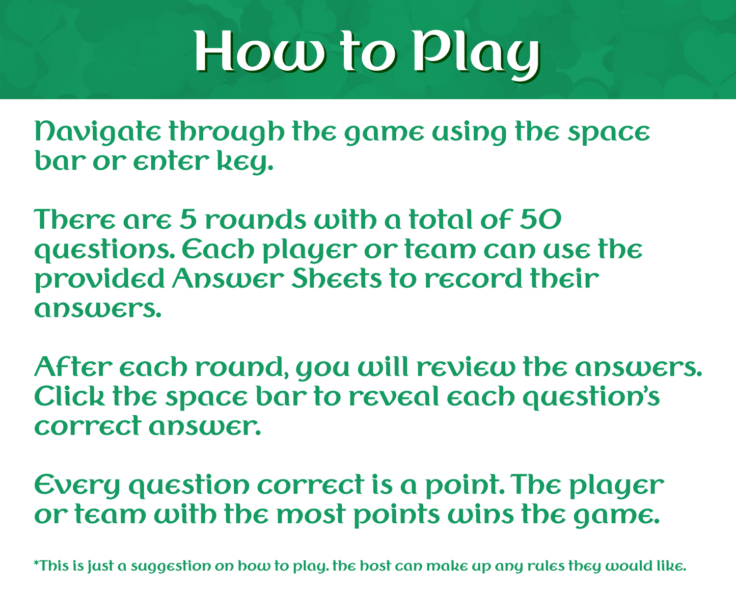 St. Patrick's Day Trivia Digital Game