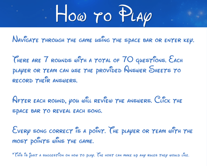 Disney Trivia Digital Party Game