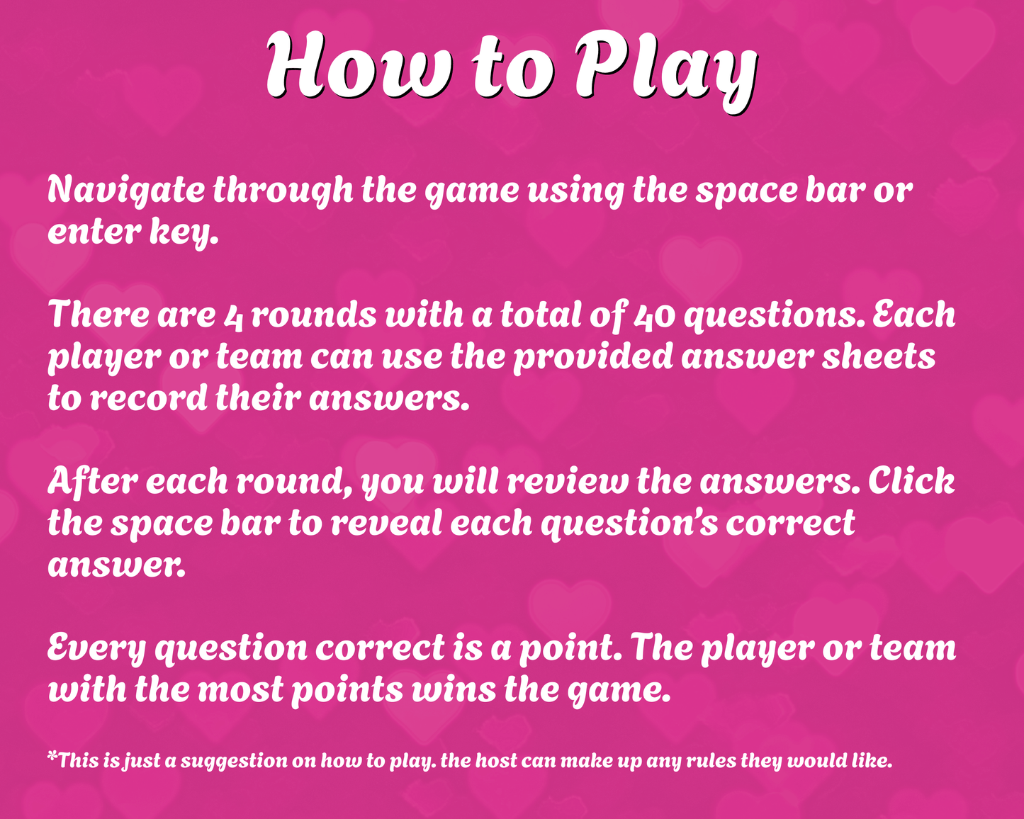 Valentine's Day Trivia Digital Party Game