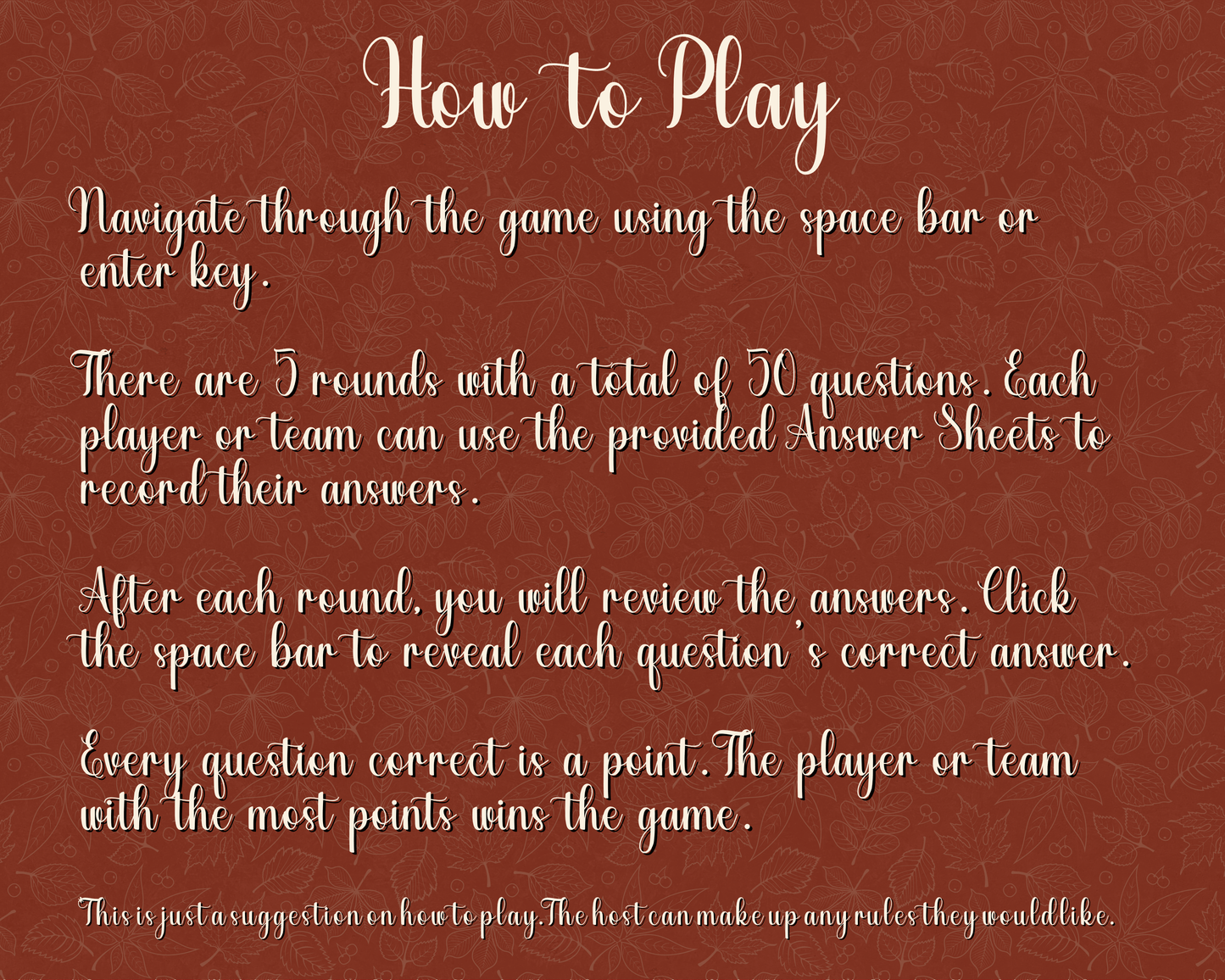 Thanksgiving Trivia Digital Party Game