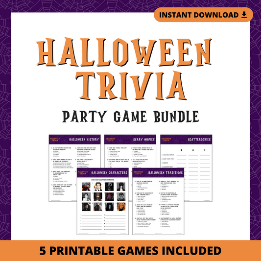 Halloween Trivia Party Game Bundle