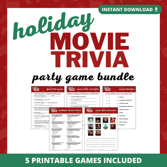Holiday Movie Trivia Printable Game Bundle