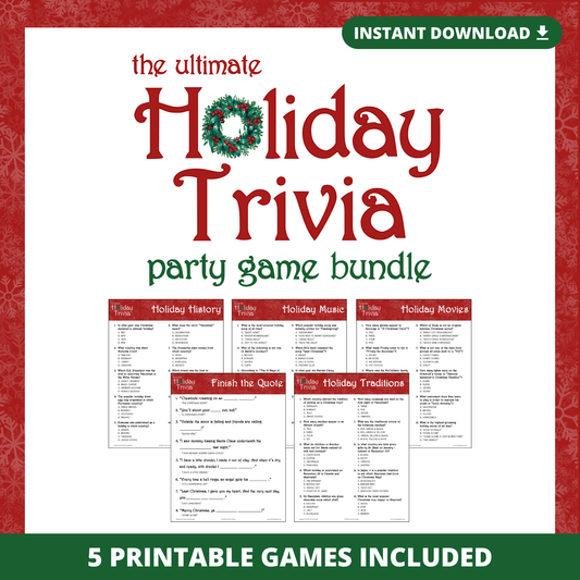 Holiday Trivia Printable Game Bundle
