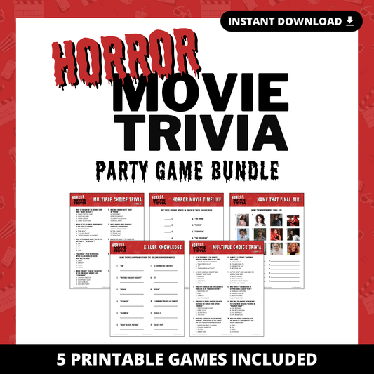 Horror Movie Trivia Party Game Bundle