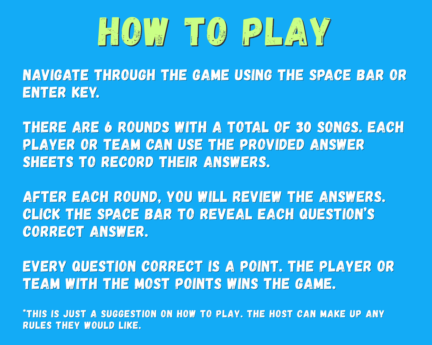 Finish the Lyrics Digital Trivia Game