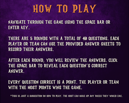 Halloween Trivia Digital Party Game