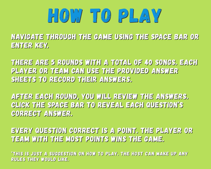 Finish the 2000's Lyrics Digital Trivia Game