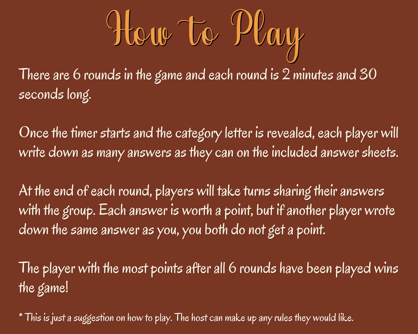 Thanksgiving Scattergories Digital Game