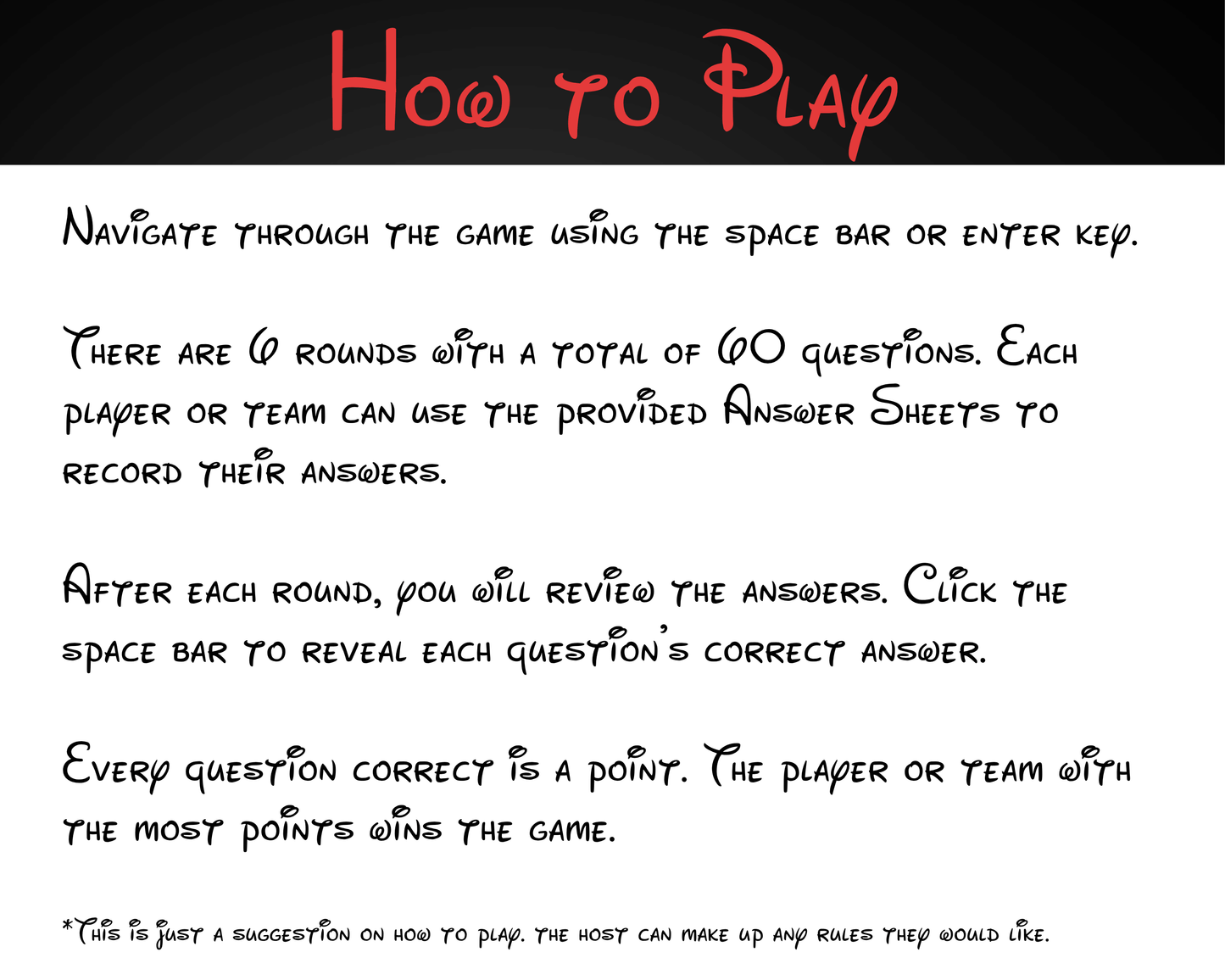 Disney Movie Trivia Digital Game