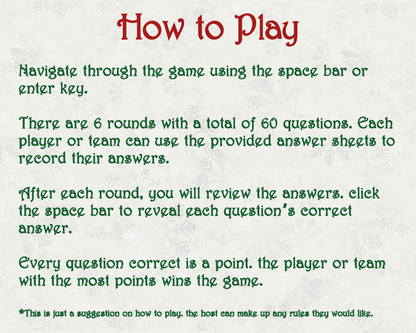 Holiday Trivia Digital Party Game