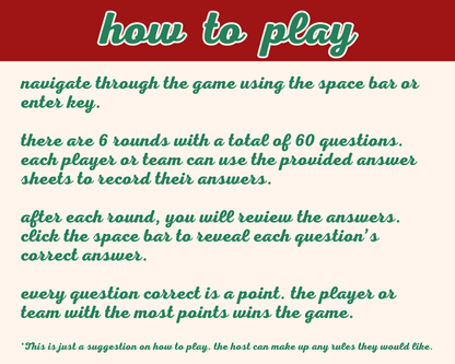 Holiday Movie Trivia Digital Game