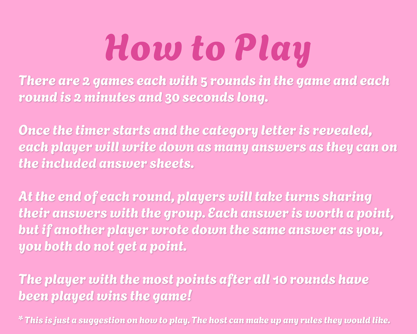 Valentine's Day Scattergories Digital Party Game