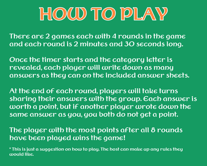 St. Patrick's Day Scattergories Digital Game