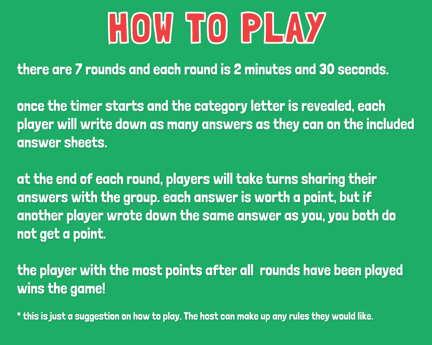 Christmas Scattergories Digital Game