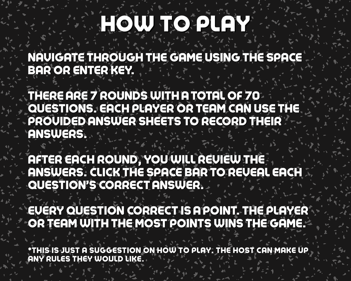Awesome 80's Digital Trivia Game