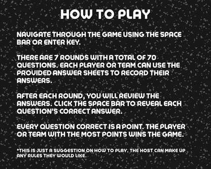 Awesome 80's Digital Trivia Game