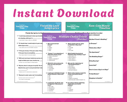 Valentine's Day Trivia Printable Game Bundle