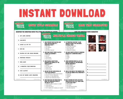 Christmas Movie Trivia Printable Game Bundle