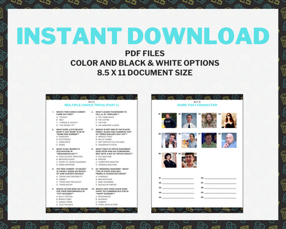 COMEDY MOVIE TRIVIA PRINTABLE GAME