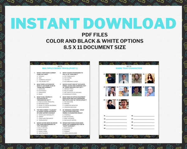 COMEDY MOVIE TRIVIA PRINTABLE GAME