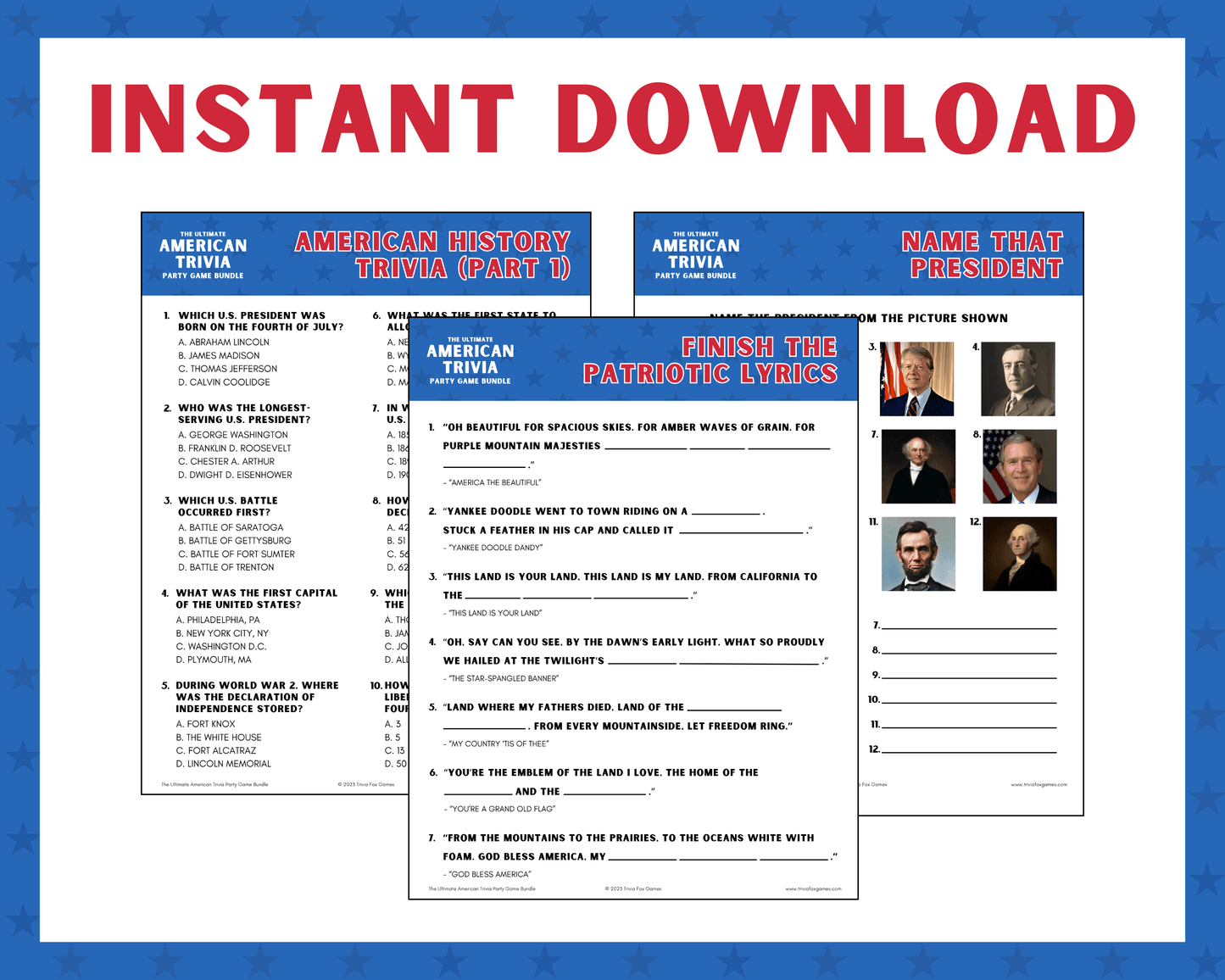 American Trivia Party Game Bundle