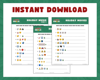 Holiday Emoji Printable Party Game Bundle