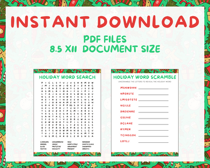 KIDS HOLIDAY PRINTABLE GAMES
