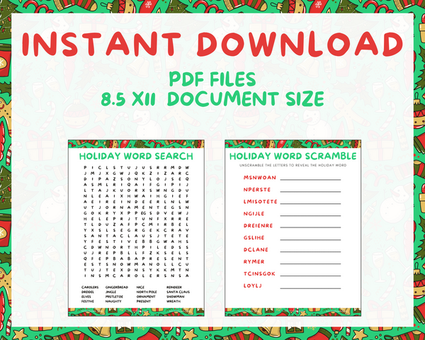 KIDS HOLIDAY PRINTABLE GAMES