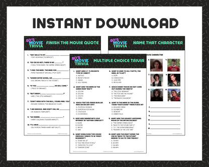 80's Movie Trivia Party Game Bundle