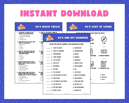 90's Trivia Party Game Bundle