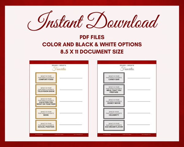 THE NEWLYWED PRINTABLE GAME