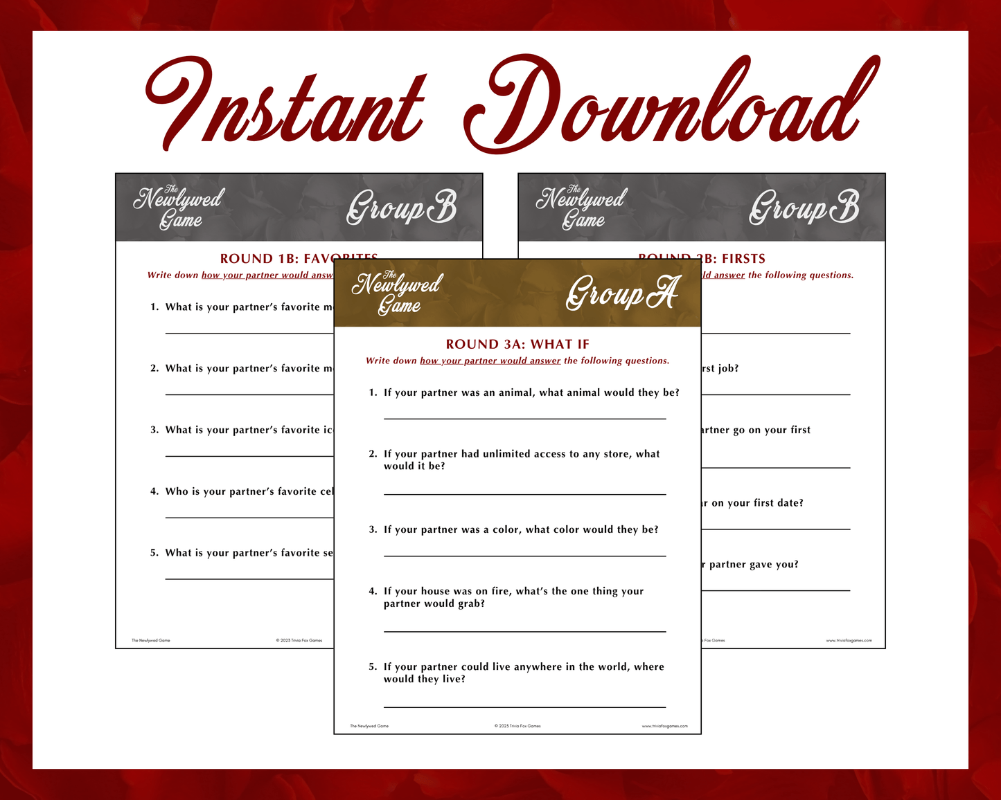 The Newlywed Printable Game