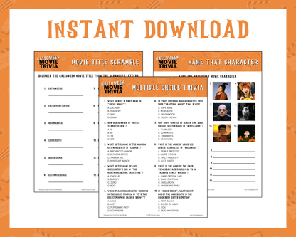 Halloween Movie Trivia Party Game Bundle