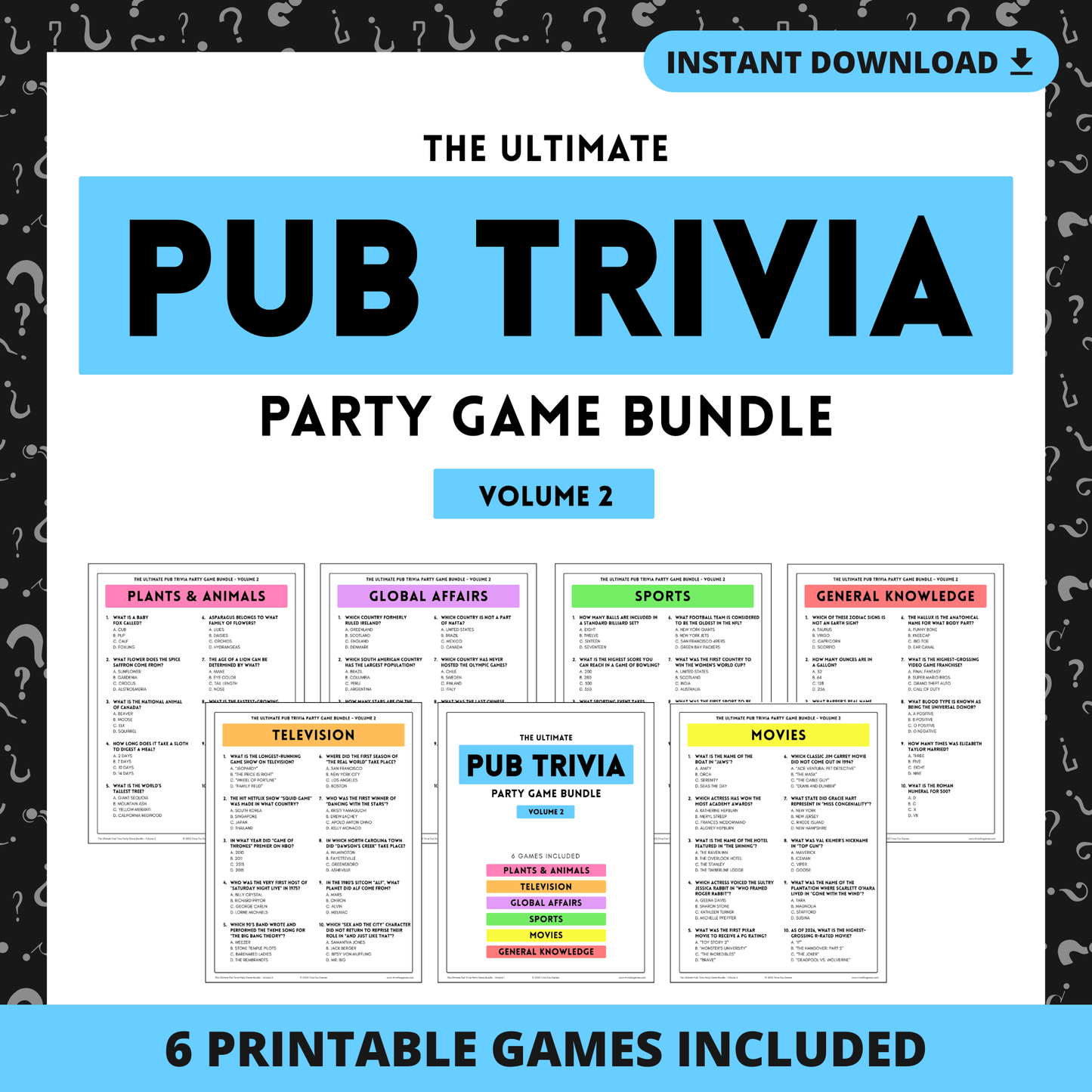 Pub Trivia Party Game Bundle (Volume 2)