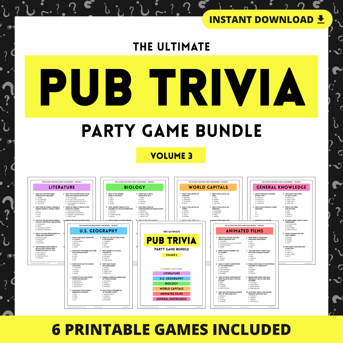 Pub Trivia Party Game Bundle (Volume 3)