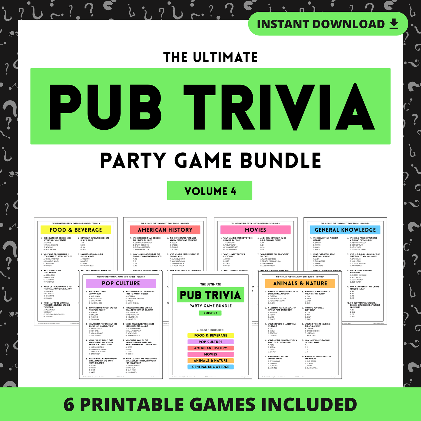 Pub Trivia Party Game Bundle (Volume 4)