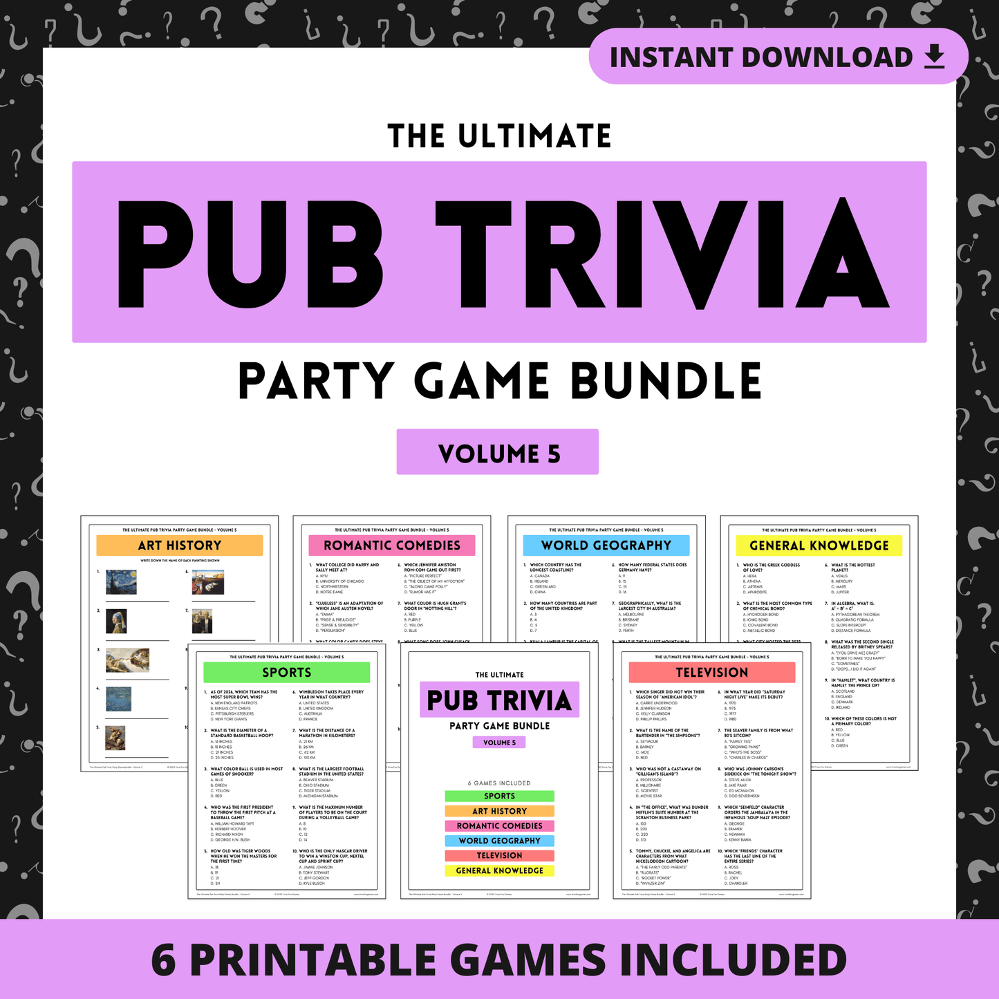 Pub Trivia Party Game Bundle (Volume 5)