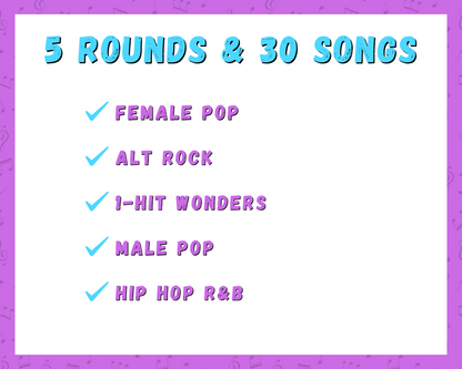 Finish the 80's Lyrics Printable Trivia Game