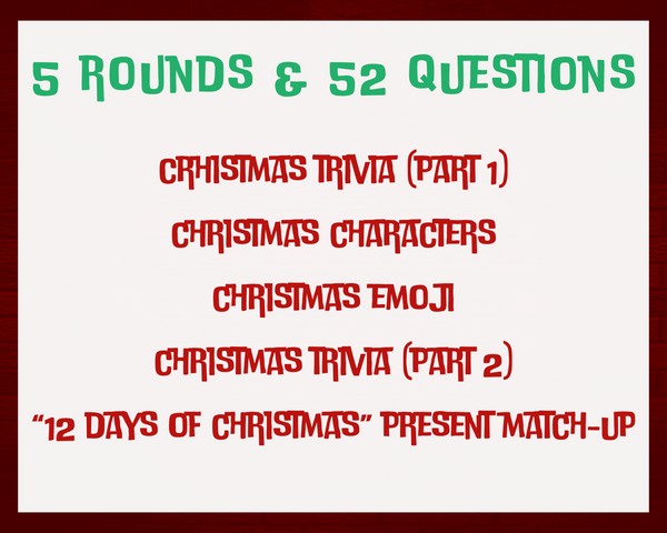 CHRISTMAS PUB TRIVIA PRINTABLE GAME